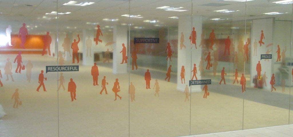 Glass Room Partition With Decals